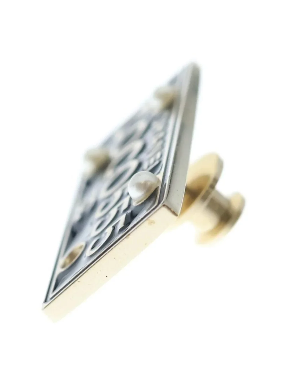 Chanel Brooch Pin Badge Black Gold 17c